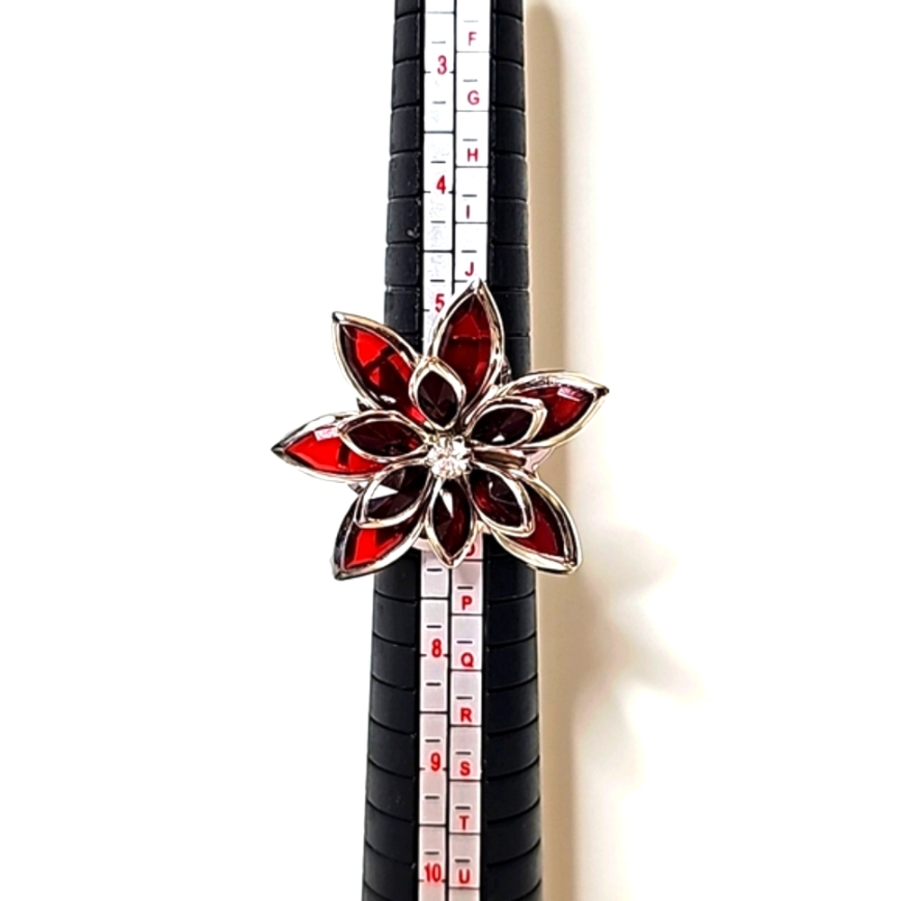 Flowered Custom Ring with Silver Adjustable Band. OS - Picture 7 of 9